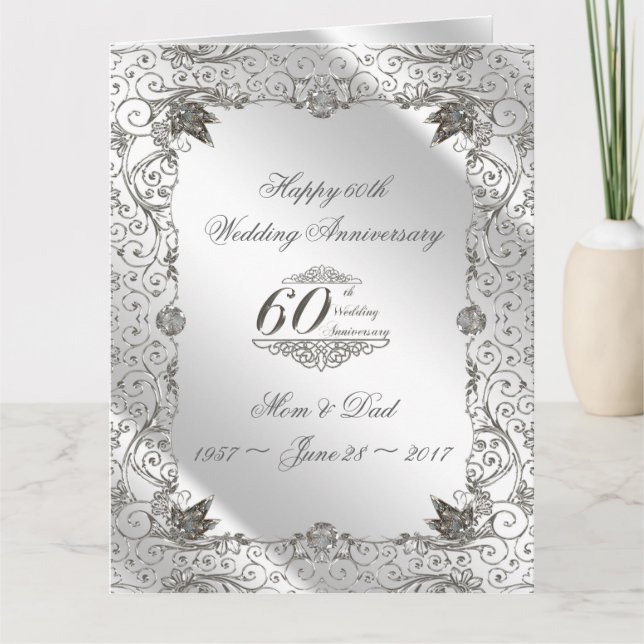 Flourish Diamond 60th Anniversary 8.5 X 11 Card (Front)