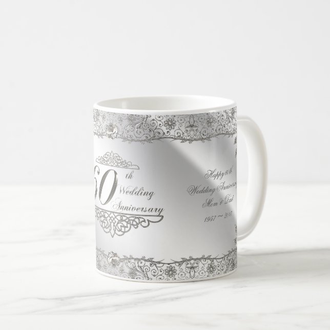 Flourish Diamond 60th Anniversary Coffee Mug (Front Right)