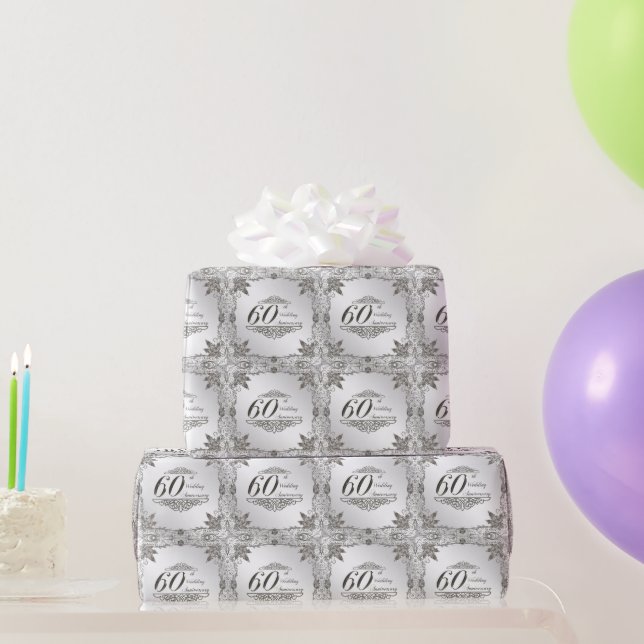 Flourish Diamond 60th Anniversary Wrapping Paper (Party Gifts)