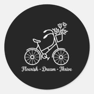 Flourish Dream Thrive Floral Bike 8647 Funny Anti Classic Round Sticker