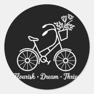 Flourish Dream Thrive Floral Bike 8647 Funny Anti Classic Round Sticker