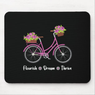 Flourish Dream Thrive Floral Bike Bicycle Subtle 8 Mouse Mat