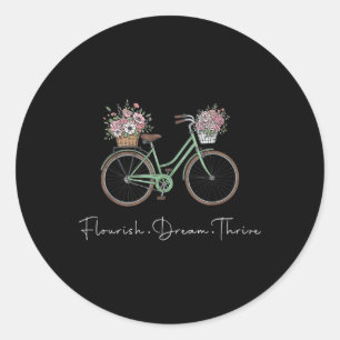 Flourish Dream Thrive Floral Bike Subtle 8647 Trum Classic Round Sticker