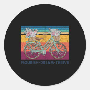 Flourish Dream Thrive Floral Bike Subtle 8647 Trum Classic Round Sticker