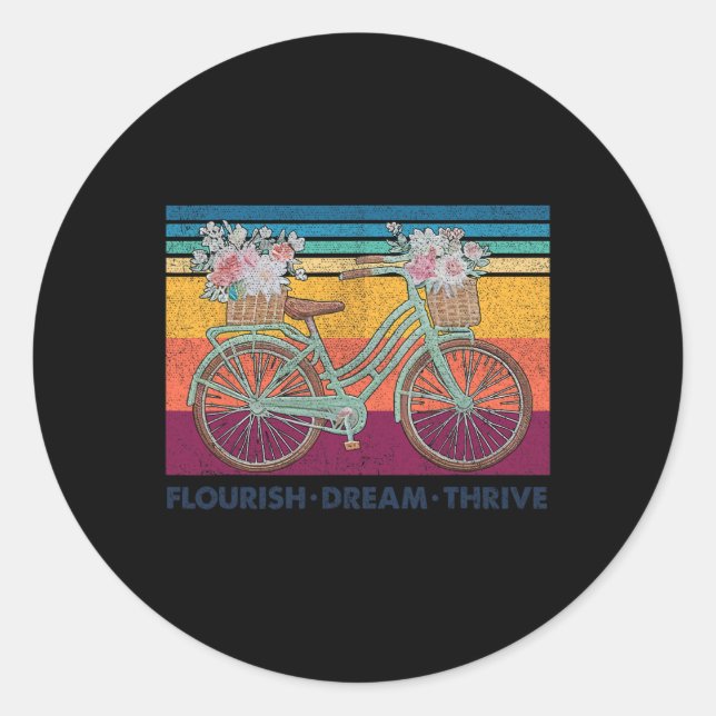 Flourish Dream Thrive Floral Bike Subtle 8647 Trum Classic Round Sticker (Front)