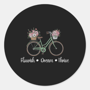 Flourish Dream Thrive Floral Bike Subtle 8647 Trum Classic Round Sticker