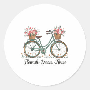 Flourish Dream Thrive Floral Bike Subtle 8647 Trum Classic Round Sticker