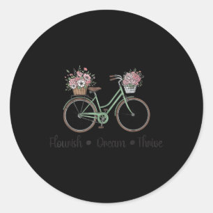 Flourish Dream Thrive Floral Bike Subtle 8647 Trum Classic Round Sticker