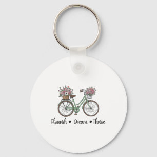 Flourish Dream Thrive Floral Bike Subtle 8647 Trum Key Ring