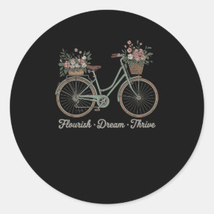 Flourish Dream Thrive Floral Bike Trump Subtle Res Classic Round Sticker