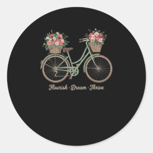 Flourish Dream Thrive Floral Bike Trump Subtle Res Classic Round Sticker