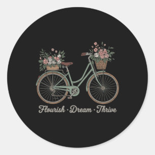 Flourish Dream Thrive Floral Bike Trump Subtle Res Classic Round Sticker