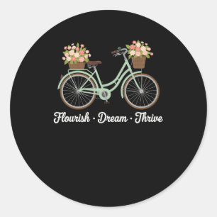 Flourish Dream Thrive Floral Bike Trump Subtle Res Classic Round Sticker