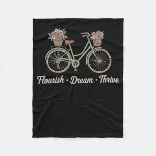 Flourish Dream Thrive Floral Bike Trump Subtle Res Fleece Blanket