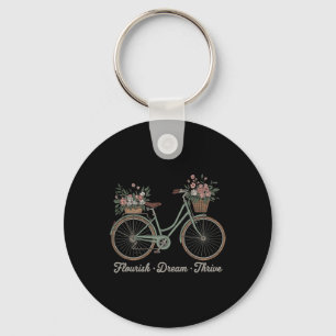 Flourish Dream Thrive Floral Bike Trump Subtle Res Key Ring