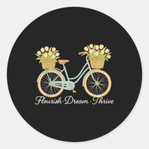 Flourish Dream Thrive Lovely Floral Bike With Tuli Classic Round Sticker