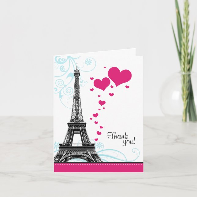 Flourish Eiffel Tower Parisian Love Thank You Card (Front)
