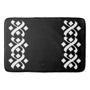 Flourish Elegant Black and White Bath Mat
