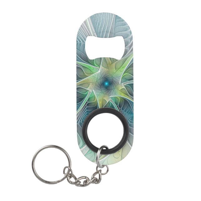 Flourish Fantasy Modern Blue Green Fractal Flower (Front)