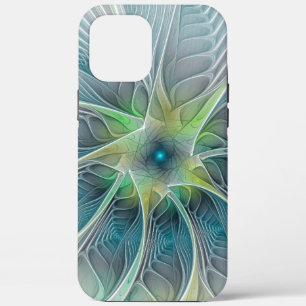 Flourish Fantasy Modern Blue Green Fractal Flower iPhone 12 Pro Max Case