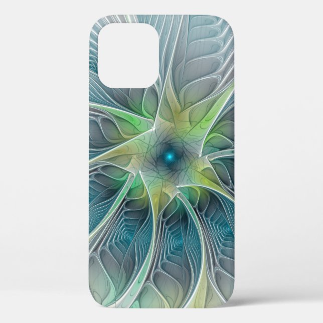 Flourish Fantasy Modern Blue Green Fractal Flower Case-Mate iPhone Case (Back)