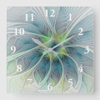 Flourish Fantasy Modern Blue Green Fractal Flower
