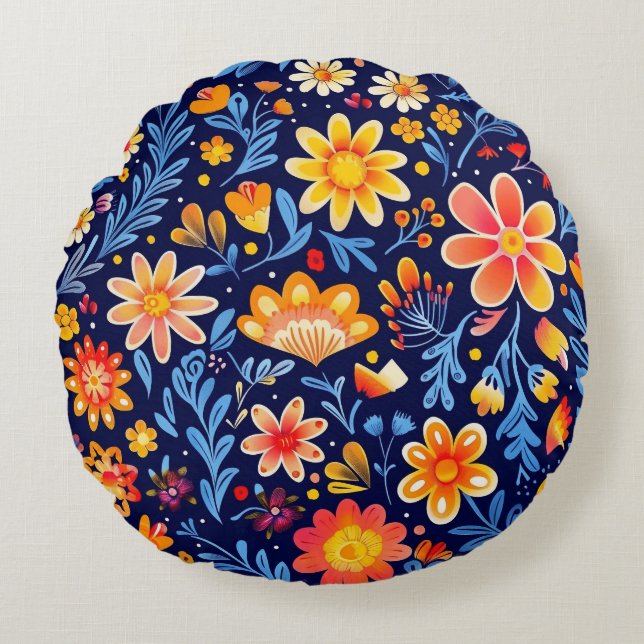 Flourish & Glow Round Pillow (Front)