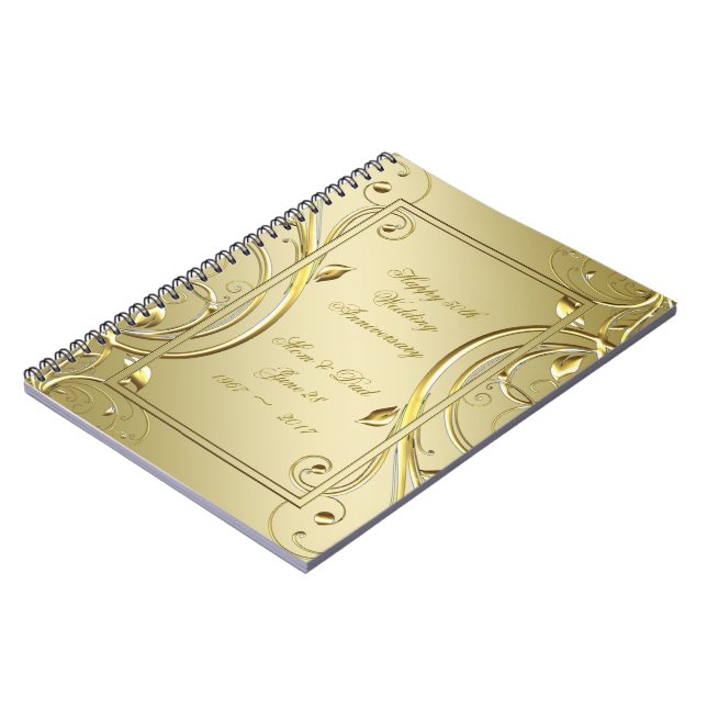 Flourish Gold 50th Golden Wedding Anniversary Notebook (Left Side)