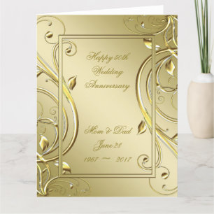 Flourish Gold 50th Wedding Anniversary 8.5 x 11 Card