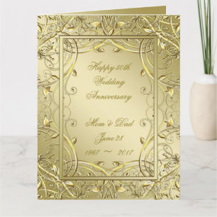 Flourish Gold 50th Wedding Anniversary 8.5x11 Card
