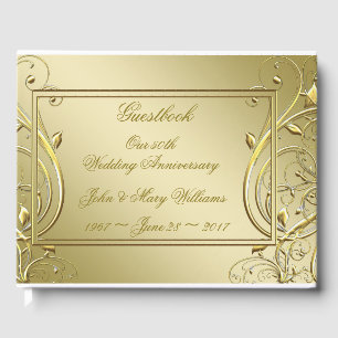 Flourish Gold 50th Wedding Anniversary Guest Book