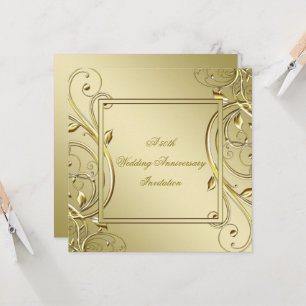 Flourish Gold 50th Wedding Anniversary Invitation
