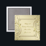 Flourish Gold 50th Wedding Anniversary Magnet<br><div class="desc">A Digitalbcon Images Design featuring a gold colour and flourish design theme with a variety of custom images, shapes, patterns, styles and fonts in this one-of-a-kind "Flourish Gold 50th Wedding Anniversary" Square Magnet. This elegant and attractive design comes complete with customisable text lettering both on the front and the reverse...</div>