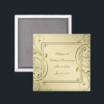 Flourish Gold 50th Wedding Anniversary Magnet<br><div class="desc">A Digitalbcon Images Design featuring a gold colour and flourish design theme with a variety of custom images, shapes, patterns, styles and fonts in this one-of-a-kind "Flourish Gold 50th Wedding Anniversary" Square Magnet. This elegant and attractive design comes complete with customisable text lettering both on the front and the reverse...</div>
