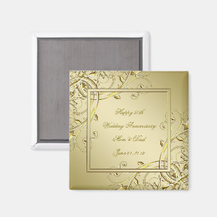 Flourish Gold 50th Wedding Anniversary Magnet