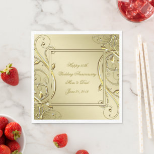 Flourish Gold 50th Wedding Anniversary Napkin