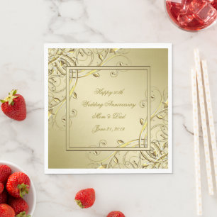 Flourish Gold 50th Wedding Anniversary Napkin