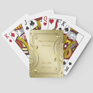 Flourish Gold 50th Wedding Anniversary Playing Cards