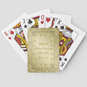 Flourish Gold 50th Wedding Anniversary Playing Cards