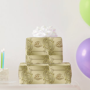 Flourish Gold 50th Wedding Anniversary Wrapping Paper