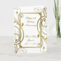 Flourish Gold White 50th Wedding Anniversary