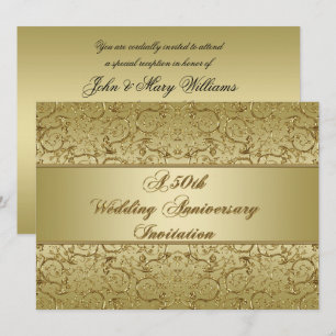 Flourish Golden 50th Wedding Anniversary Invitation