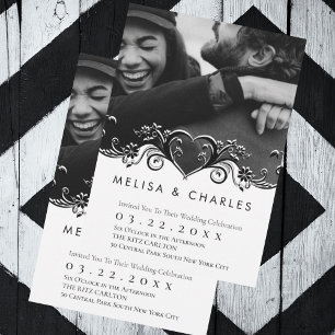 Flourish heart photo invitation