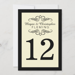 Flourish Ivory and Black Number 12 Table Card