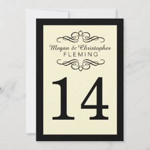 Flourish Ivory and Black Number 14 Table Card