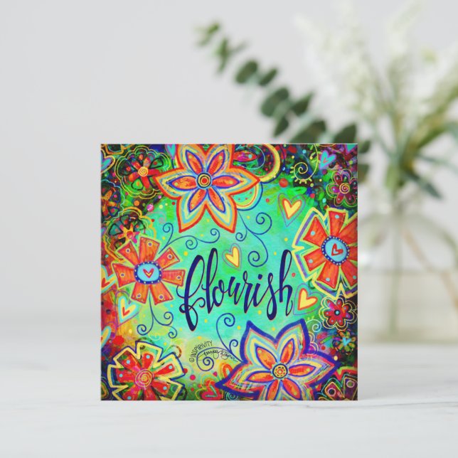 Flourish Modern Floral Encouragement Pretty  Thank You Card (Standing Front)