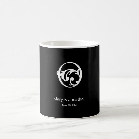 FLOURISH MONOGRAM LETTER O BLACK COFFEE MUG