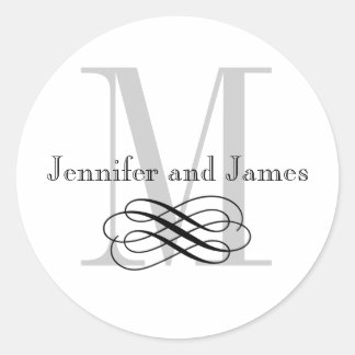 Flourish Monogram Wedding Logo Stickers