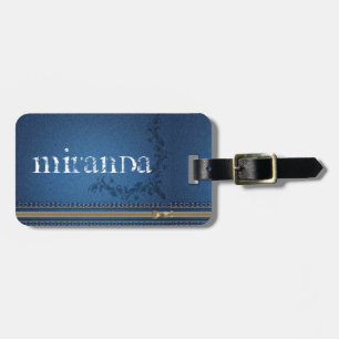 Flourish Painted Jeans Denim Luggage Tag