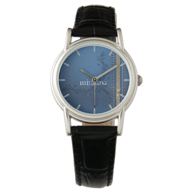Flourish Painted Jeans Denim Watch (Front)